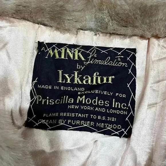Priscilla Modes 1950’s Lykafur Coat Silk Lined Made in England Mink Simulation - Picture 2 of 14